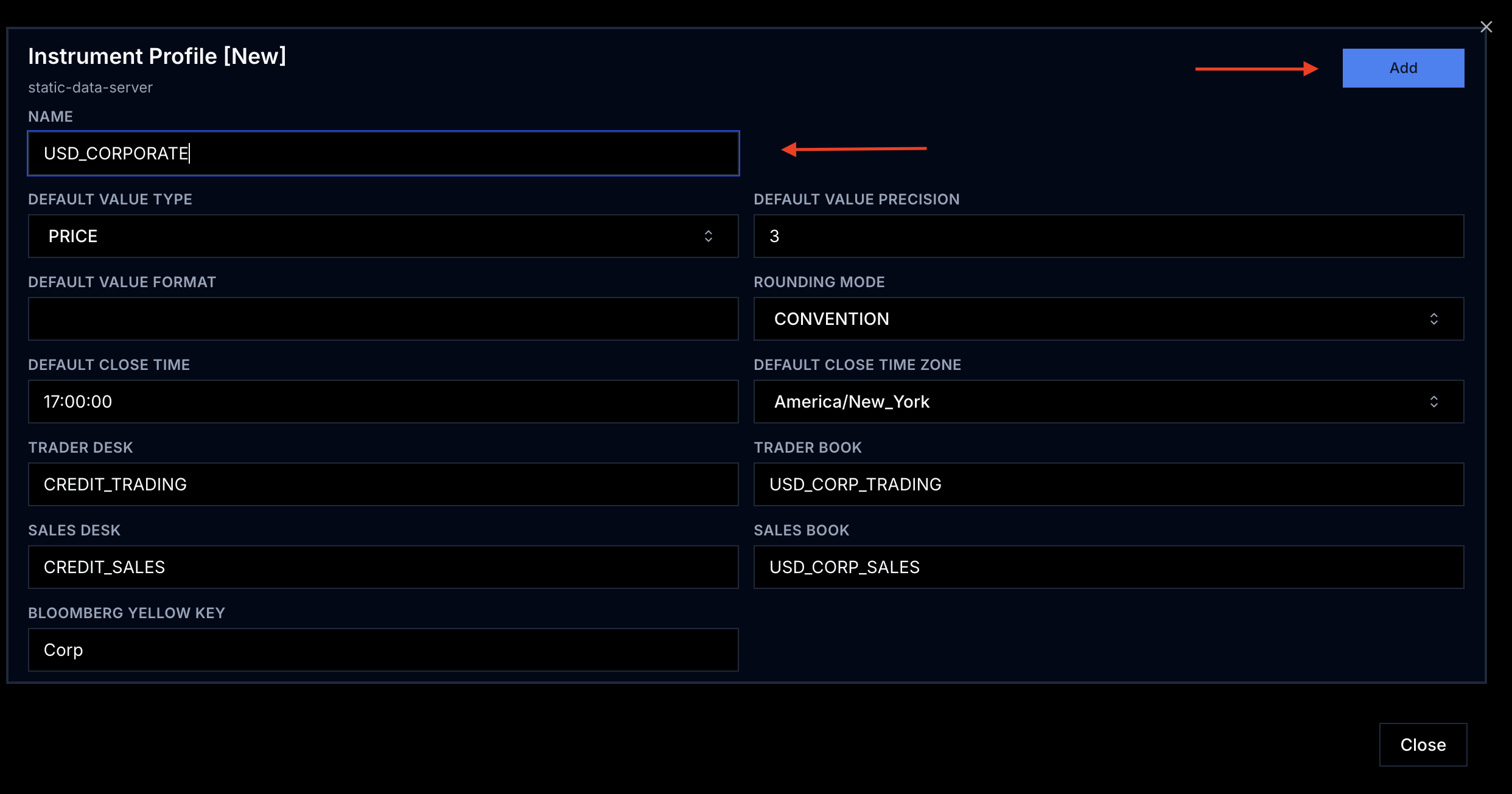 new instrument profile panel