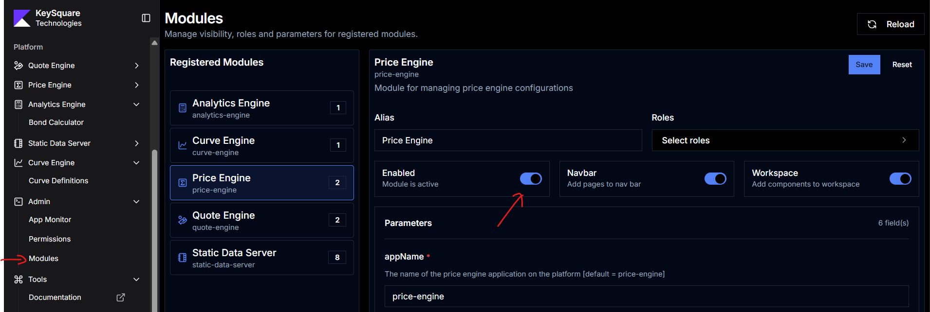 price engine module configuration