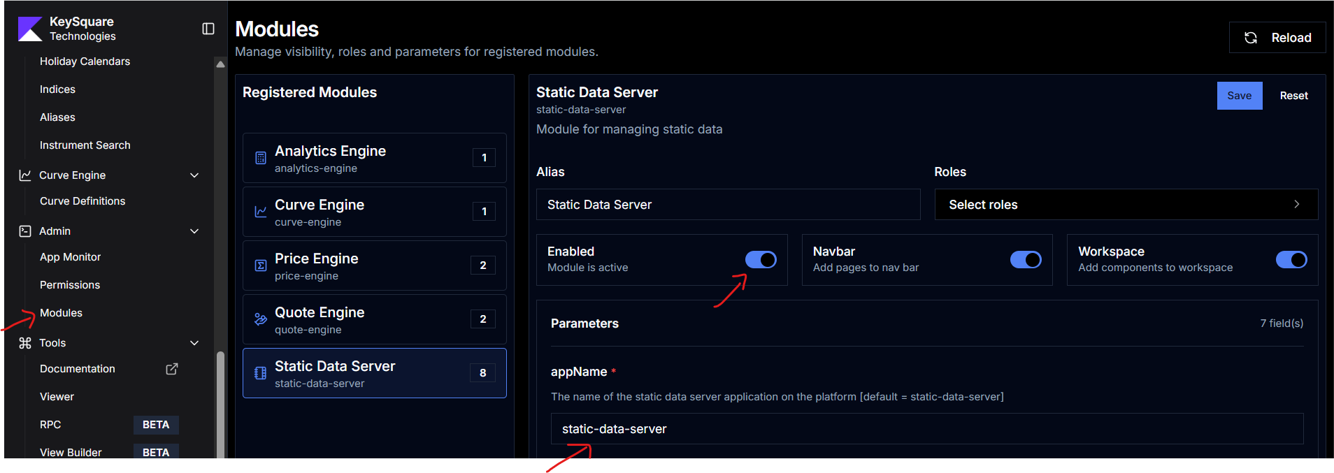 static data server module