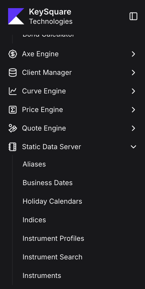 static data server side-bar